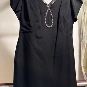 Mignon Anne Marie Galanis Black Rhinestone Cocktail Dress Size 4